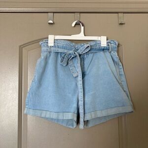 Paper bag waist shorts -Denim XL